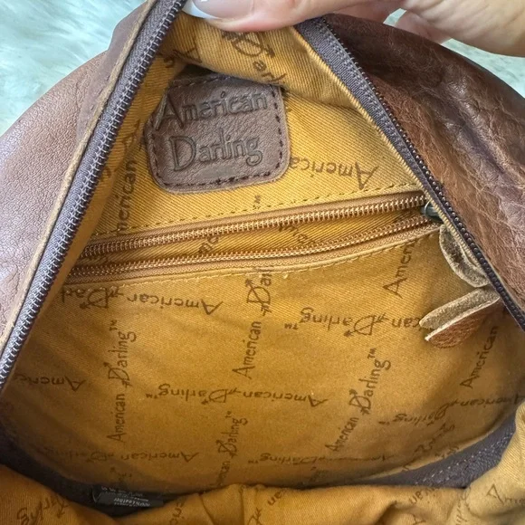 American Darling Brown and White Leather Saddle Bag - Picture 5 of 5